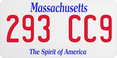 MA license plate 293CC9
