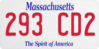 MA license plate 293CD2