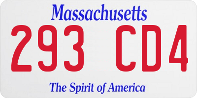 MA license plate 293CD4