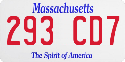 MA license plate 293CD7