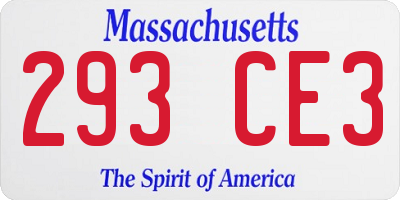 MA license plate 293CE3