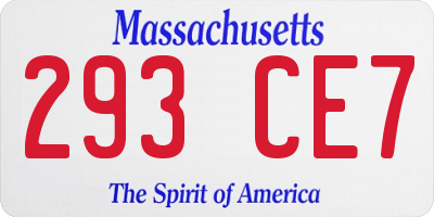 MA license plate 293CE7