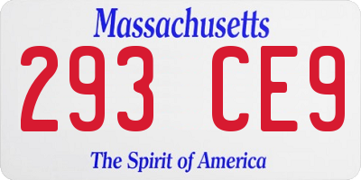 MA license plate 293CE9