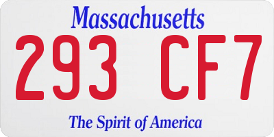 MA license plate 293CF7