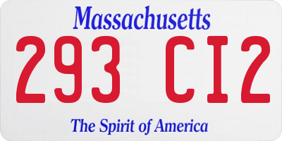 MA license plate 293CI2