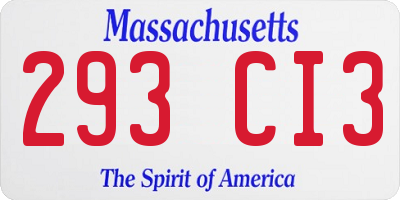 MA license plate 293CI3