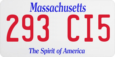 MA license plate 293CI5