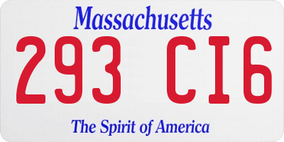 MA license plate 293CI6