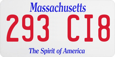 MA license plate 293CI8