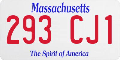 MA license plate 293CJ1