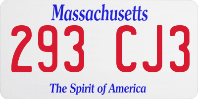 MA license plate 293CJ3