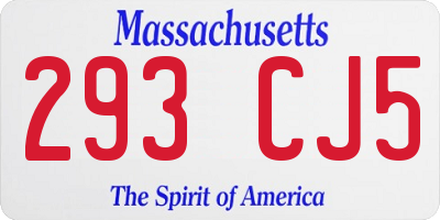 MA license plate 293CJ5