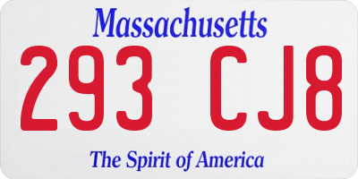 MA license plate 293CJ8