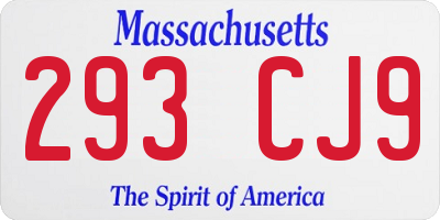 MA license plate 293CJ9