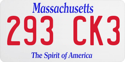 MA license plate 293CK3