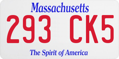 MA license plate 293CK5