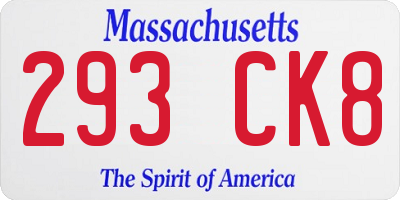 MA license plate 293CK8
