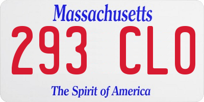 MA license plate 293CL0