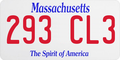 MA license plate 293CL3