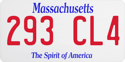 MA license plate 293CL4