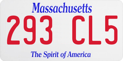 MA license plate 293CL5