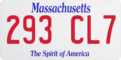 MA license plate 293CL7
