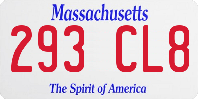 MA license plate 293CL8