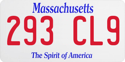 MA license plate 293CL9