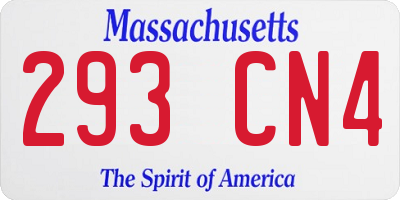 MA license plate 293CN4