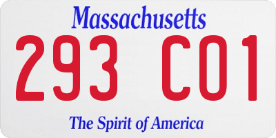 MA license plate 293CO1