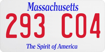 MA license plate 293CO4
