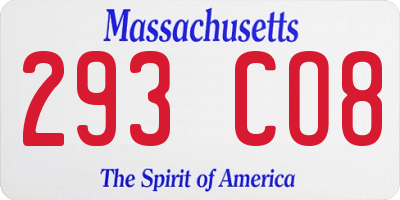 MA license plate 293CO8