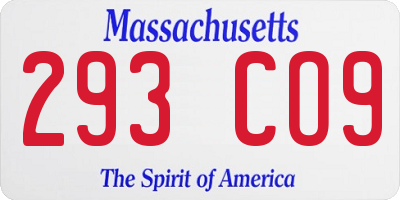 MA license plate 293CO9