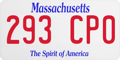 MA license plate 293CP0