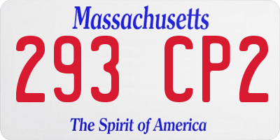 MA license plate 293CP2