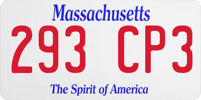 MA license plate 293CP3