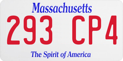 MA license plate 293CP4