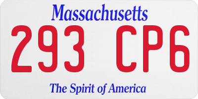 MA license plate 293CP6