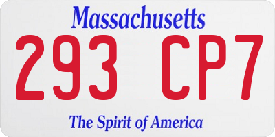 MA license plate 293CP7