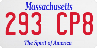 MA license plate 293CP8