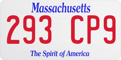 MA license plate 293CP9