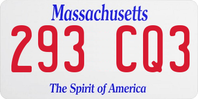 MA license plate 293CQ3