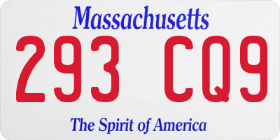 MA license plate 293CQ9