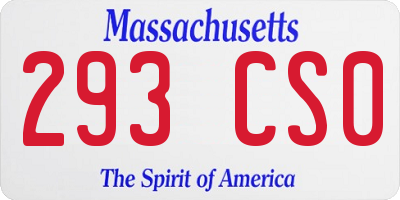 MA license plate 293CS0