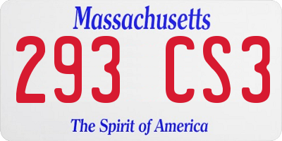 MA license plate 293CS3
