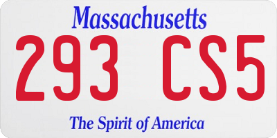 MA license plate 293CS5