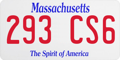 MA license plate 293CS6