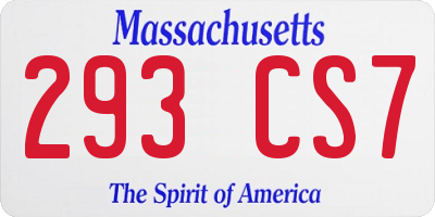 MA license plate 293CS7