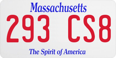 MA license plate 293CS8