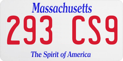 MA license plate 293CS9